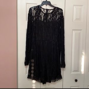 black lace long sleeve shorts romper
